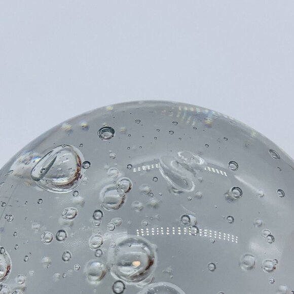 Studio Art Glass Clear Controlled Bubble Paperweight 2”T - Picture 4 of 5